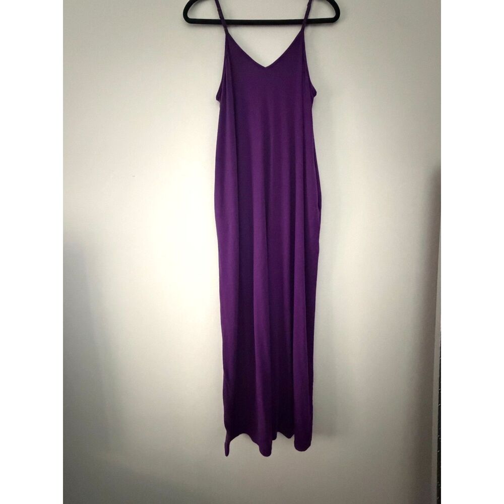 Purple V Neck Maxi Slip Dress